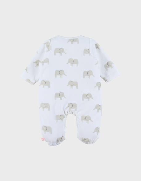 Pyjama en velours imprimé éléphant bali Blanc 2 - vertbaudet enfant 