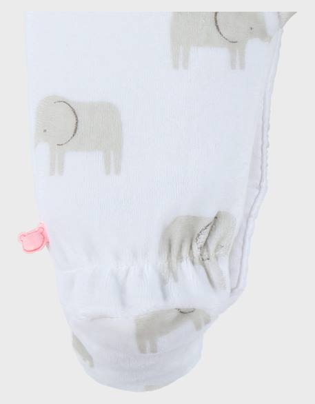 Pyjama en velours imprimé éléphant bali Blanc 4 - vertbaudet enfant 