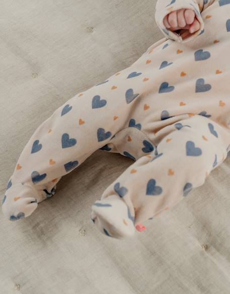 Pyjama bébé en velours imprimé cœurs Beige 3 - vertbaudet enfant 