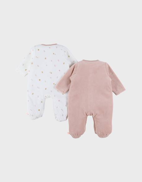 Lot de 2 pyjamas en velours bébé et brodé Rose 6 - vertbaudet enfant 