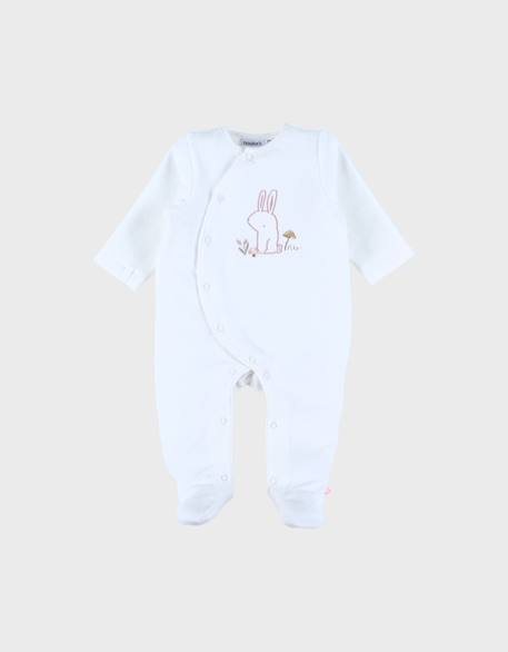 Pyjama bébé en velours avec broderie lapin Blanc 1 - vertbaudet enfant 
