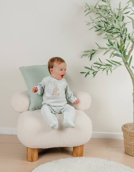 Pyjama bébé en velours à broderie lapin Turquoise 2 - vertbaudet enfant 