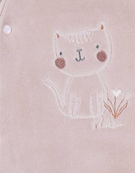Pyjama bébé en velours avec broderie chat Rose 6 - vertbaudet enfant 