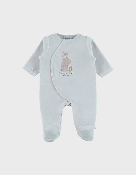 Pyjama bébé en velours à broderie lapin Turquoise 1 - vertbaudet enfant 
