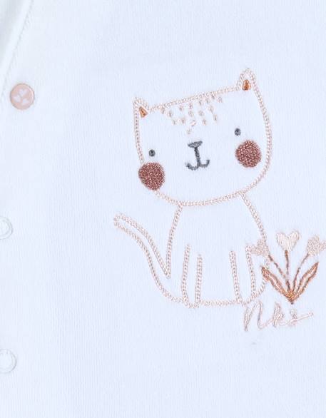 Pyjama bébé en velours avec broderie chat Blanc 6 - vertbaudet enfant 