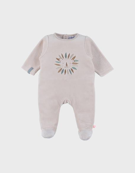 Pyjama en velours brodé lion Beige 1 - vertbaudet enfant 