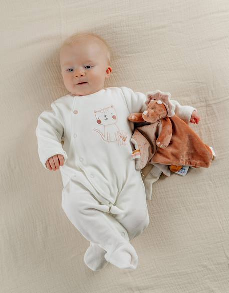 Pyjama bébé en velours avec broderie chat Blanc 2 - vertbaudet enfant 