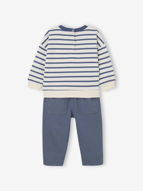 Ensemble sweat-shirt + pantalon bébé bleu grisé 4 - vertbaudet enfant 