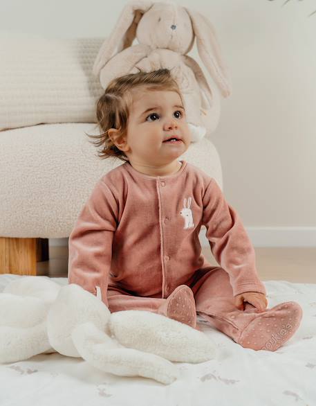 Lot de 2 pyjamas en velours bébé et brodé Rose 5 - vertbaudet enfant 