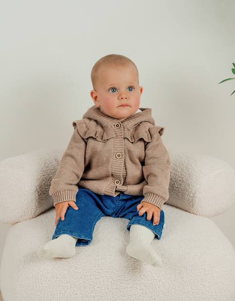 Mantelet en tricot à volants Beige 3 - vertbaudet enfant 