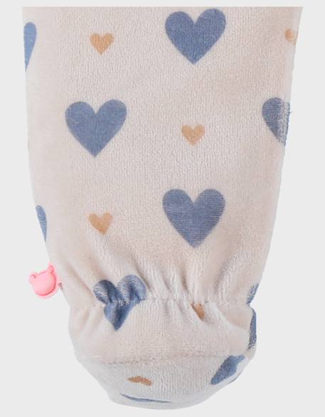 Pyjama bébé en velours imprimé cœurs Beige 5 - vertbaudet enfant 