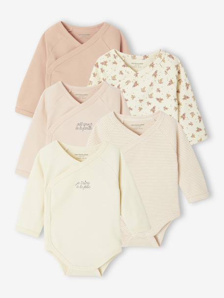 Lot de 5 bodies ouverture naissance rose pâle 1 - vertbaudet enfant 