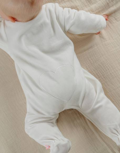 Pyjama bébé en velours avec broderie chat Blanc 4 - vertbaudet enfant 
