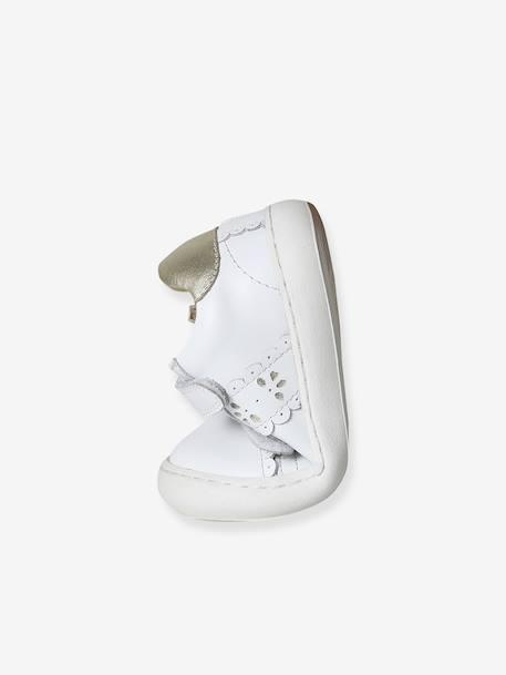 Baskets bébé fille cuir à scratchs blanc+or 7 - vertbaudet enfant 