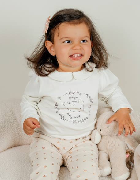 T-shirt en coton à manches longues imprimé ours Blanc 3 - vertbaudet enfant 