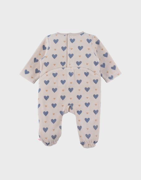 Pyjama bébé en velours imprimé cœurs Beige 4 - vertbaudet enfant 