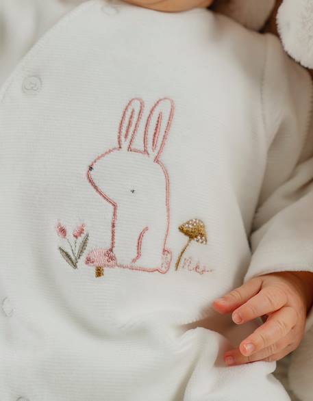 Pyjama bébé en velours avec broderie lapin Blanc 2 - vertbaudet enfant 
