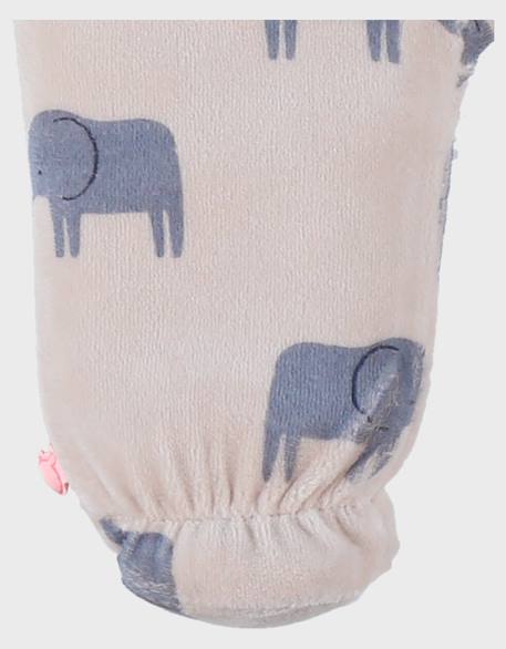 Pyjama en velours imprimé éléphant bali Beige 5 - vertbaudet enfant 
