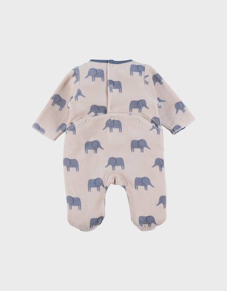 Pyjama en velours imprimé éléphant bali Beige 4 - vertbaudet enfant 