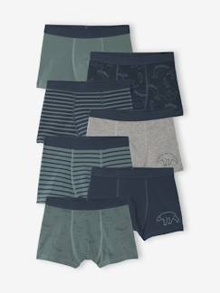 -Lot de 7 Boxers Garçon Rayés et Imprimés Ours