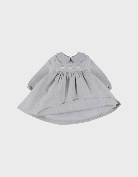 Ensemble robe et legging en coton avec broderie florale Blanc 6 - vertbaudet enfant 