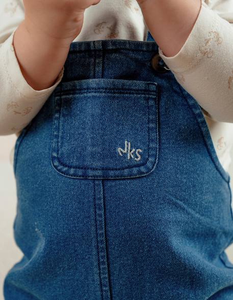 Ensemble salopette denim et t-shirt manches longues imprimé Ecru 4 - vertbaudet enfant 