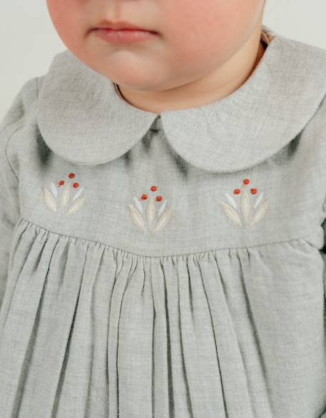 Ensemble robe et legging en coton avec broderie florale Blanc 4 - vertbaudet enfant 