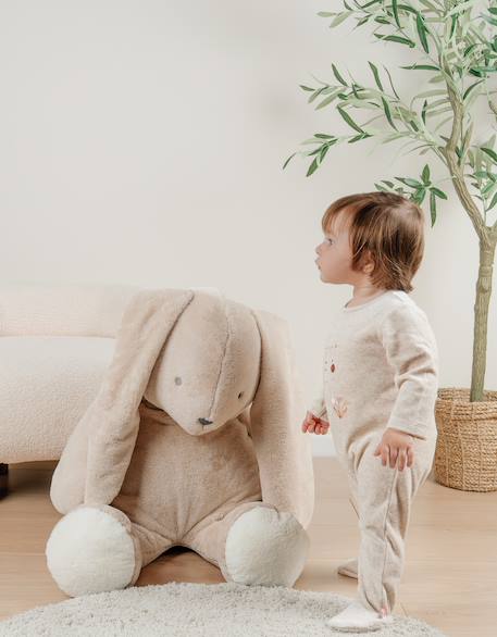 Pyjama bébé en velours brodé chat Beige 2 - vertbaudet enfant 