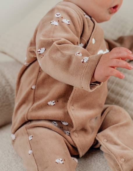 Pyjama bébé en velours avec broderie mouton Marron 3 - vertbaudet enfant 