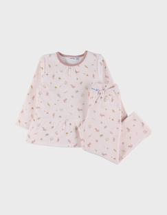 Pyjama 2 pièces en velours à motif floral et lapin  - vertbaudet enfant