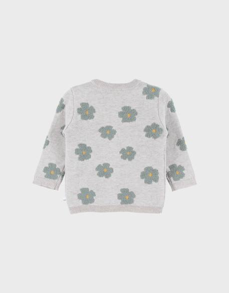 Cardigan en tricot  à fleurs Beige 4 - vertbaudet enfant 