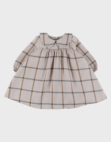 Robe en coton à carreaux Beige 1 - vertbaudet enfant 