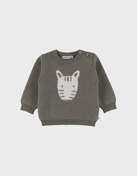Pull en tricot  avec motif zèbre Vert 1 - vertbaudet enfant 