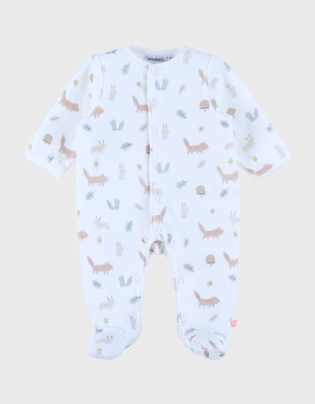Pyjama bébé en velours à motifs Blanc 1 - vertbaudet enfant 