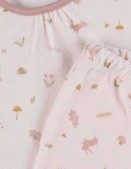 Pyjama 2 pièces en velours à motif floral et lapin Rose 6 - vertbaudet enfant 