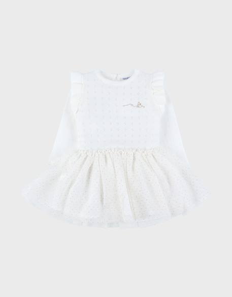 Robe bébé fille avec tricot Ecru 1 - vertbaudet enfant 