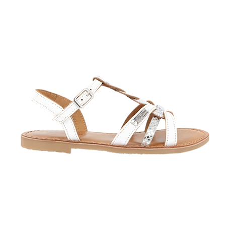 Sandales en cuir  à brides Blanc argent 1 - vertbaudet enfant 