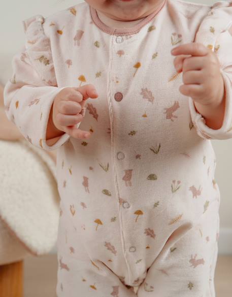 Pyjama Grenouille First Moments Pour Bébé Fille 3-6 Mois - Rose Avec Motifs Girafe Et Oiseau - Boutons Pression