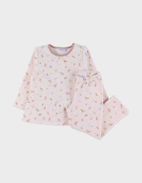 Bébé-Pyjama 2 pièces en velours à motif floral et lapin