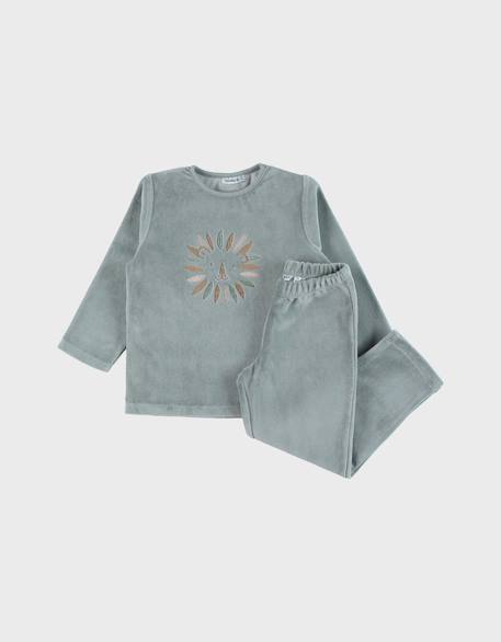 Pyjama en velours côtelé lion Vert 1 - vertbaudet enfant 