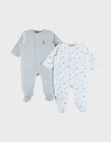 Lot de 2 dors-bien en velours brodé lapin Blanc 1 - vertbaudet enfant 