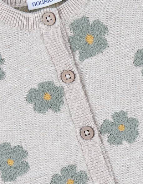 Cardigan en tricot  à fleurs Beige 5 - vertbaudet enfant 