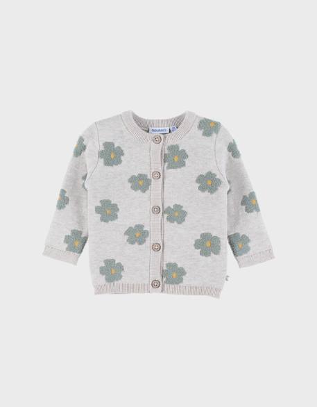 Cardigan en tricot  à fleurs Beige 1 - vertbaudet enfant 