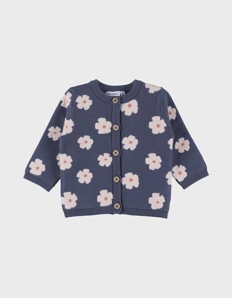Cardigan en tricot à fleurs es Bleu 1 - vertbaudet enfant 