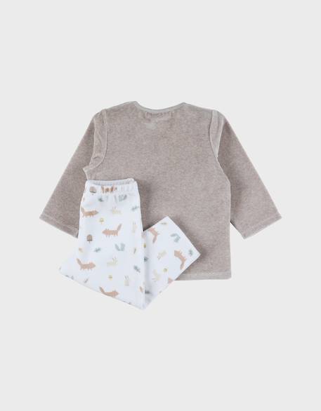 Pyjama 2 pièces en velours avec broderie lapin Beige 3 - vertbaudet enfant 