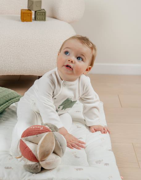 Pyjama bébé en velours avec broderie éléphant Blanc 2 - vertbaudet enfant 