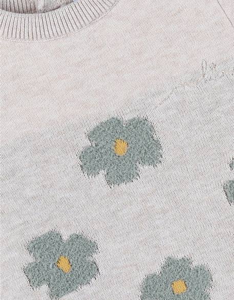 Robe en tricot  avec motif floral Beige 3 - vertbaudet enfant 