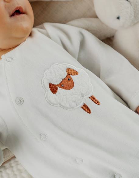 Pyjama bébé en velours avec broderie mouton Blanc 2 - vertbaudet enfant 
