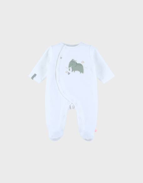 Pyjama bébé en velours avec broderie éléphant Blanc 1 - vertbaudet enfant 