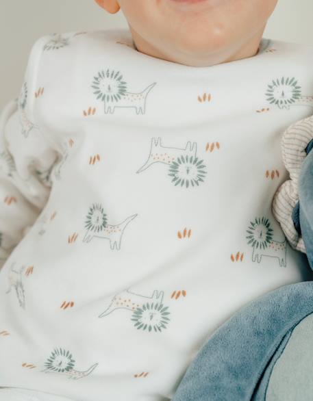 Pyjama en velours côtelé lion Blanc 2 - vertbaudet enfant 